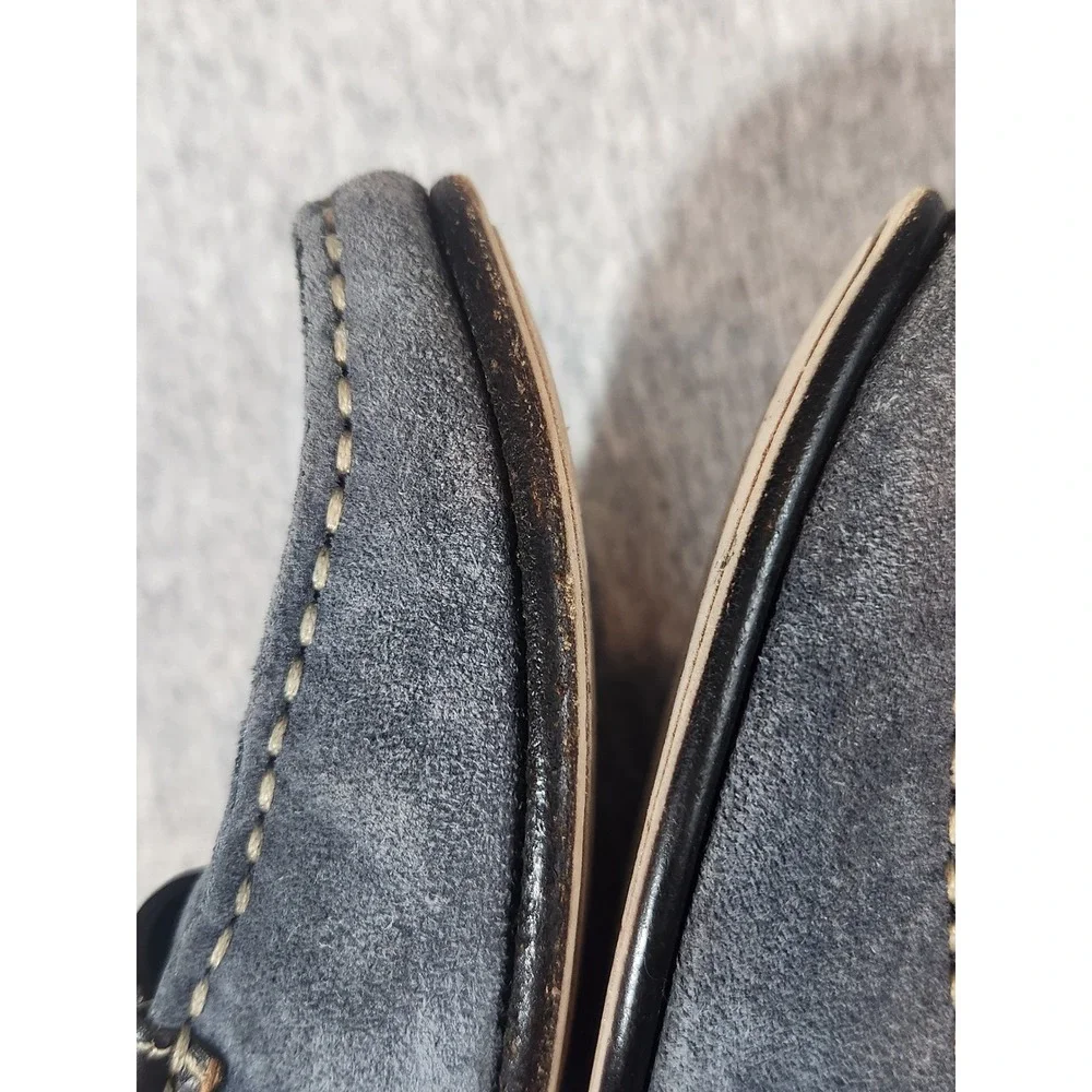 Coach Loafers Womens 6.5 Blue Suede Leather Buckle slip on Shoes